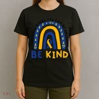 Down Syndrome Awareness Be Kind Blue Yellow Ribbon Rainbow T-Shirt thumb 4