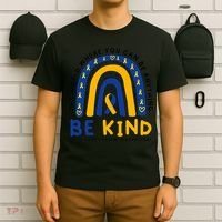 Down Syndrome Awareness Be Kind Blue Yellow Ribbon Rainbow T-Shirt thumb 6