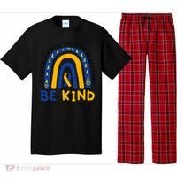 Down Syndrome Awareness Be Kind Blue Yellow Ribbon Rainbow Pajama Set thumb 0