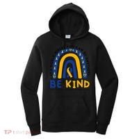 Down Syndrome Awareness Be Kind Blue Yellow Ribbon Rainbow Women's Hoodie thumb 0