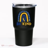 Down Syndrome Awareness Be Kind Blue Yellow Ribbon Rainbow Tumbler thumb 0