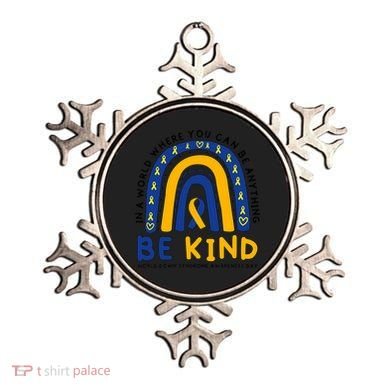 Down Syndrome Awareness Be Kind Blue Yellow Ribbon Rainbow Ornament