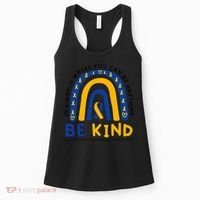 Down Syndrome Awareness Be Kind Blue Yellow Ribbon Rainbow Women's Tank Top thumb 0