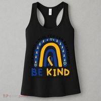 Down Syndrome Awareness Be Kind Blue Yellow Ribbon Rainbow Women's Tank Top thumb 3