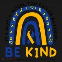 Down Syndrome Awareness Be Kind Blue Yellow Ribbon Rainbow Women's Tank Top thumb 5