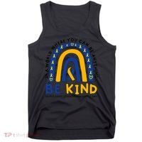 Down Syndrome Awareness Be Kind Blue Yellow Ribbon Rainbow Tank Top thumb 0