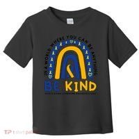 Down Syndrome Awareness Be Kind Blue Yellow Ribbon Rainbow Toddler T-Shirt thumb 0