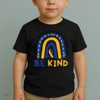 Down Syndrome Awareness Be Kind Blue Yellow Ribbon Rainbow Toddler T-Shirt thumb 2