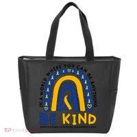 Down Syndrome Awareness Be Kind Blue Yellow Ribbon Rainbow Tote Bag thumb 0