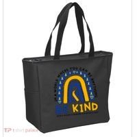 Down Syndrome Awareness Be Kind Blue Yellow Ribbon Rainbow Tote Bag thumb 2
