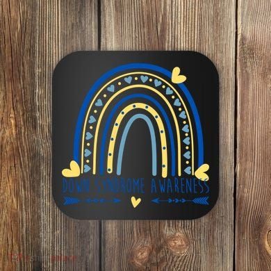 Down Syndrome Awareness Rainbow Heart Coaster