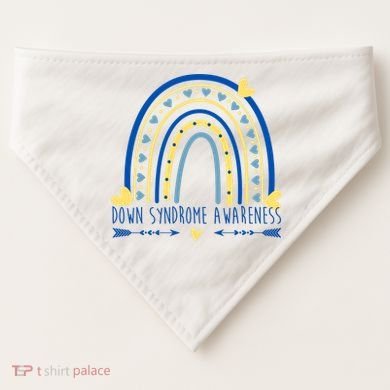 Down Syndrome Awareness Rainbow Heart USA-Made Doggie Bandana