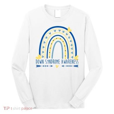 Down Syndrome Awareness Rainbow Heart Long Sleeve Shirt