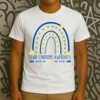 Down Syndrome Awareness Rainbow Heart T-Shirt thumb 3