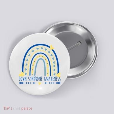 Down Syndrome Awareness Rainbow Heart Button