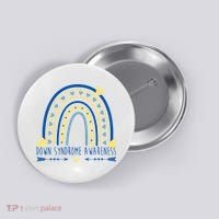 Down Syndrome Awareness Rainbow Heart Button thumb 0