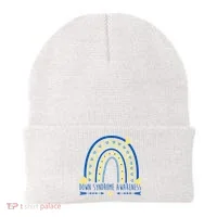 Down Syndrome Awareness Rainbow Heart Beanie thumb 0