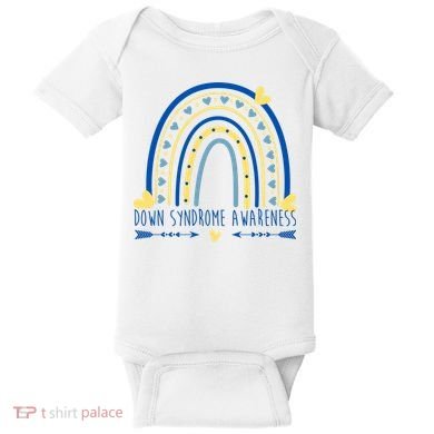 Down Syndrome Awareness Rainbow Heart Baby Bodysuit