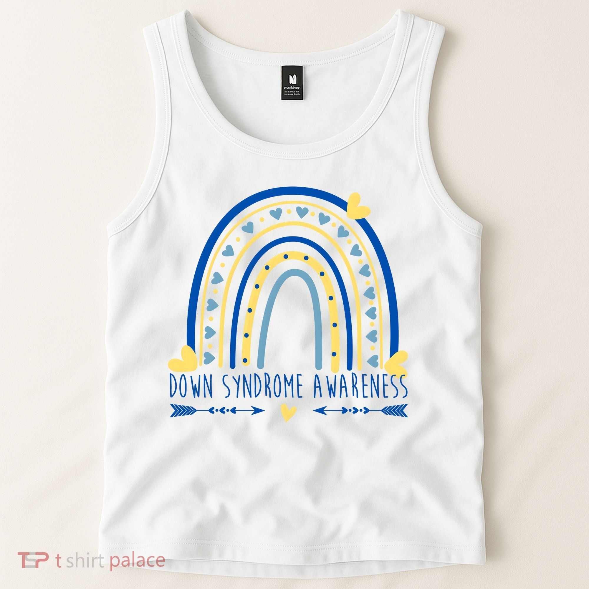 Down Syndrome Awareness Rainbow Heart Tank Top