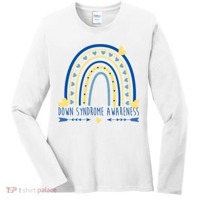 Down Syndrome Awareness Rainbow Heart Women's Long Sleeve Shirt