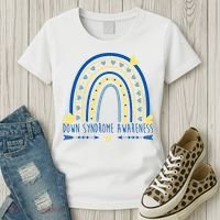 Down Syndrome Awareness Rainbow Heart Women's T-Shirt thumb 3