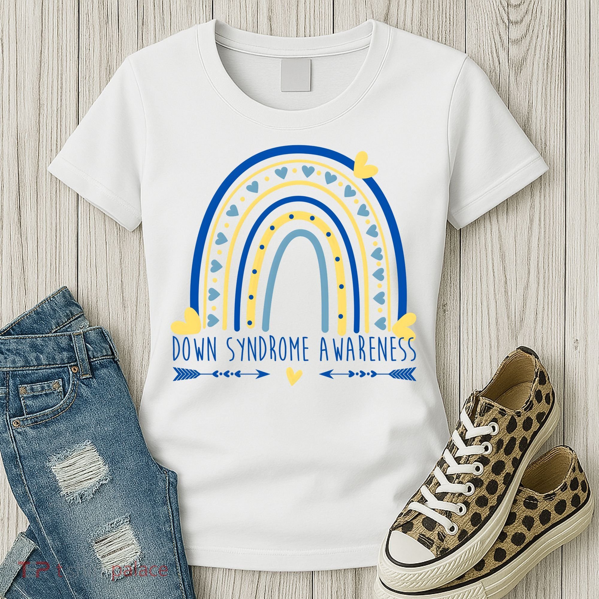 Down Syndrome Awareness Rainbow Heart Women's T-Shirt