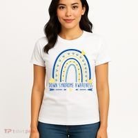 Down Syndrome Awareness Rainbow Heart Women's T-Shirt thumb 4