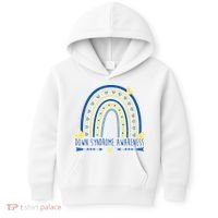 Down Syndrome Awareness Rainbow Heart Kids Hoodie thumb 0