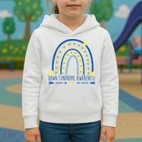 Down Syndrome Awareness Rainbow Heart Kids Hoodie thumb 3