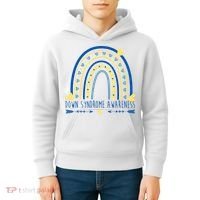 Down Syndrome Awareness Rainbow Heart Kids Hoodie thumb 4