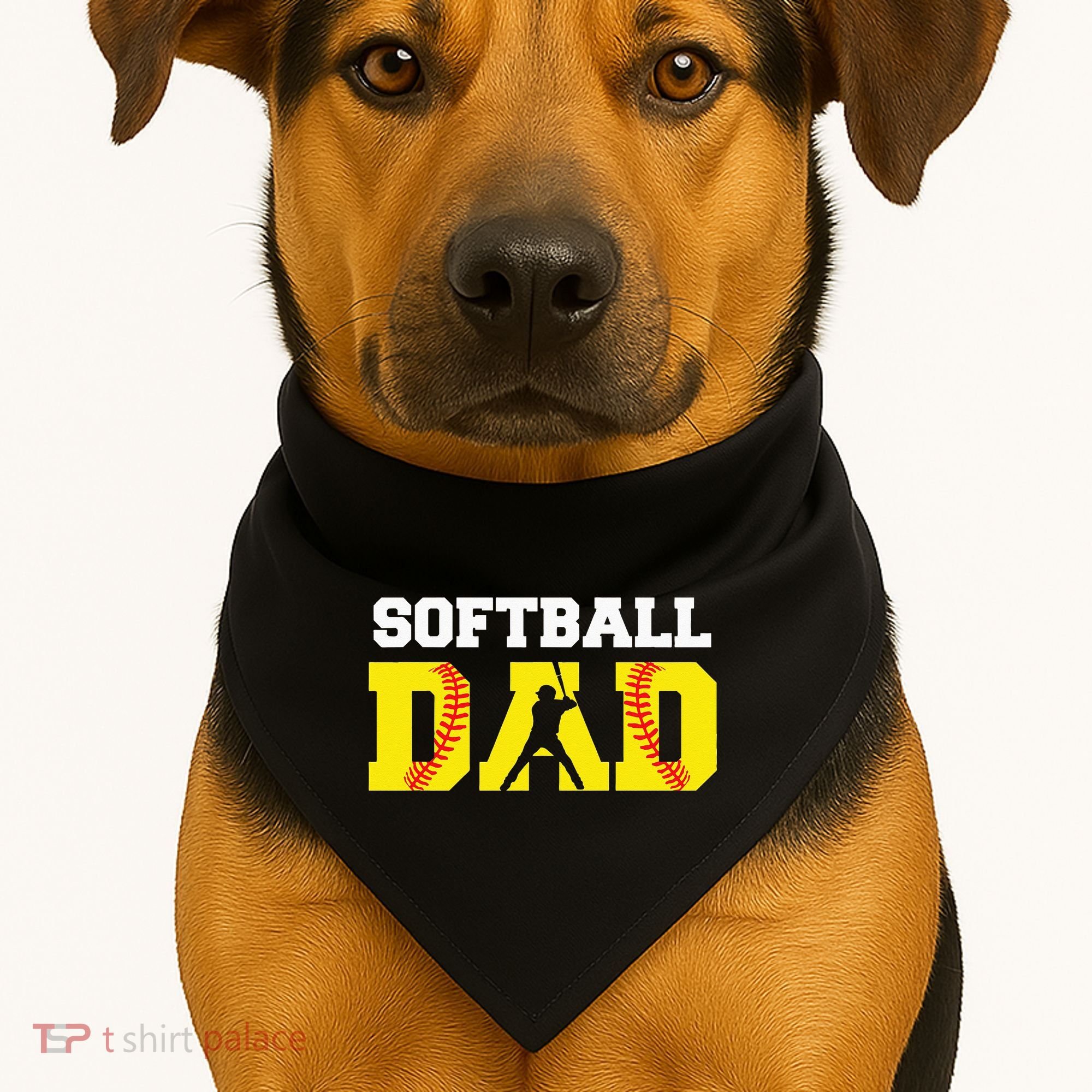Dad Softball Apparel Yellow Softball Dad USA-Made Doggie Bandana