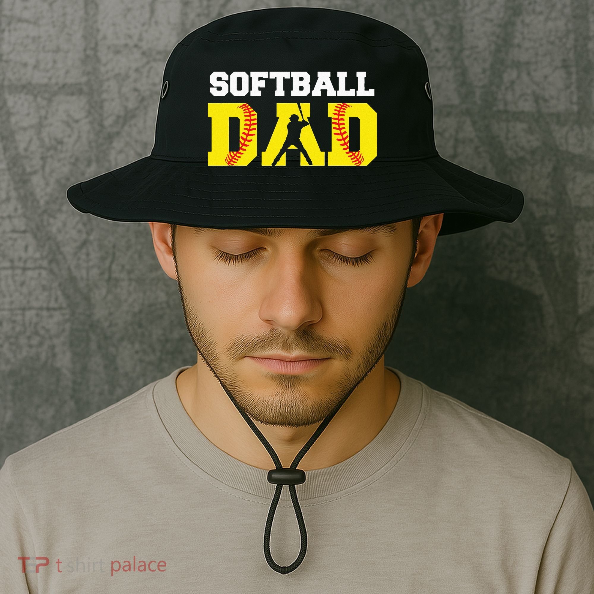 Dad Softball Apparel Yellow Softball Dad Bucket Hat