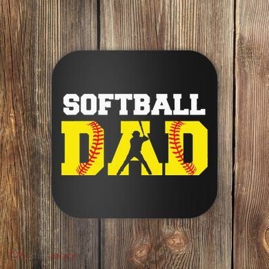 Dad Softball Apparel Yellow Softball Dad Coaster