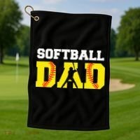 Dad Softball Apparel Yellow Softball Dad Golf Towel thumb 1