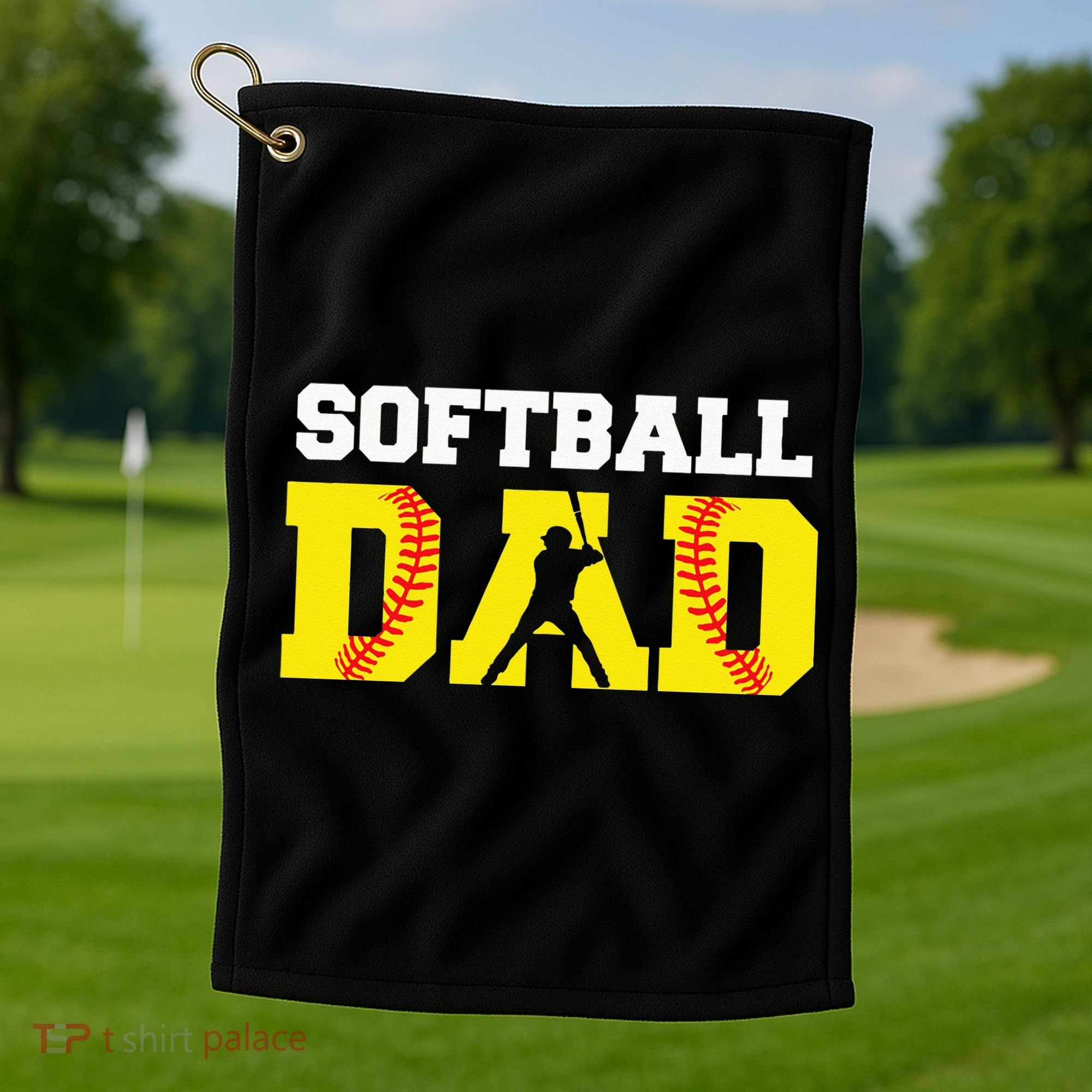 Dad Softball Apparel Yellow Softball Dad Golf Towel