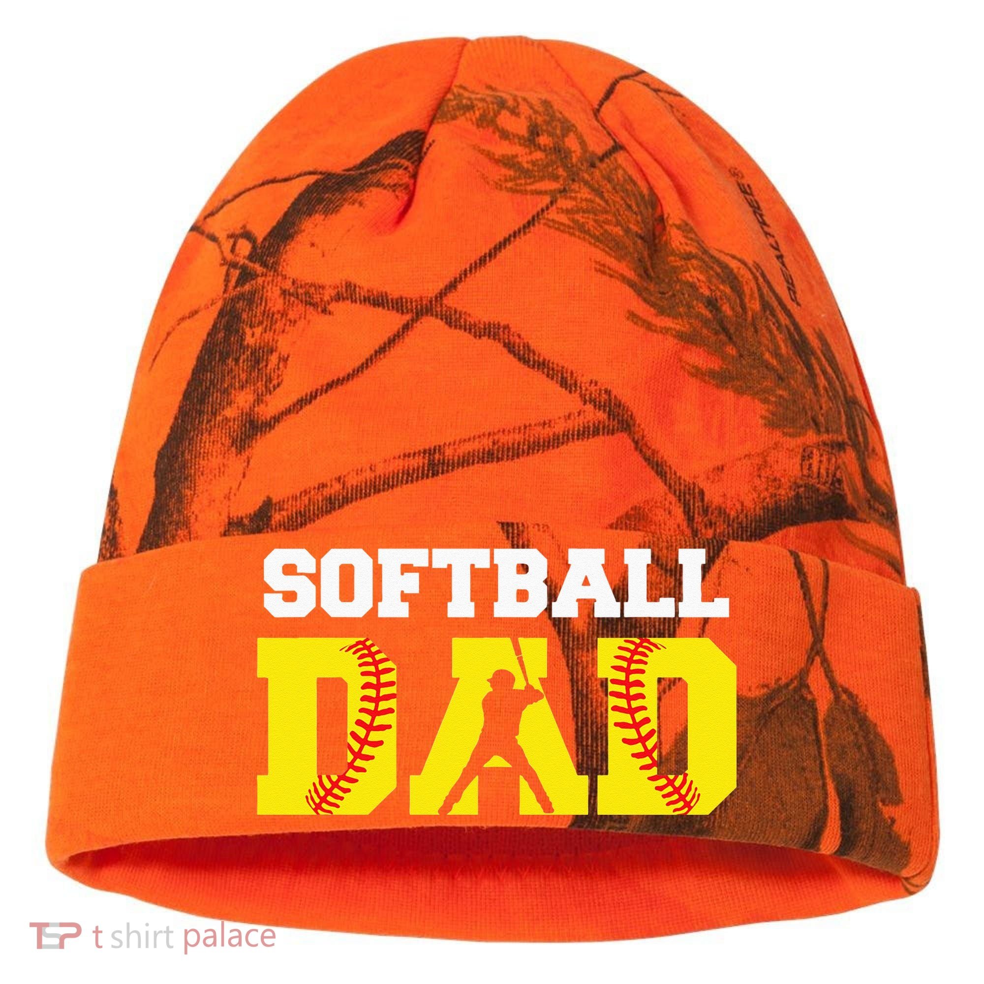 Dad Softball Apparel Yellow Softball Dad Kati Licensed 12" Camo Cuffed Beanie