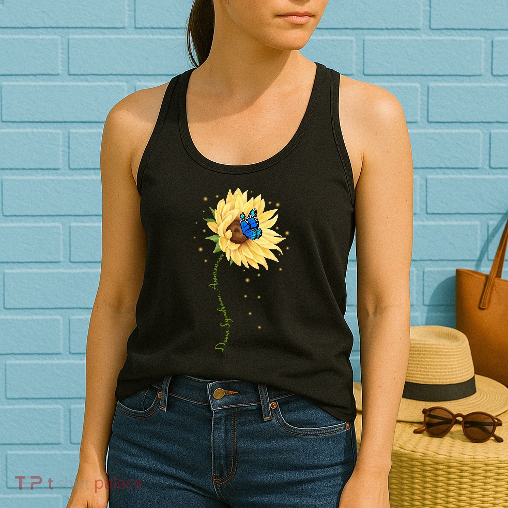 Down Syndrome Awareness Sunflower Butterfly Women's Tank Top