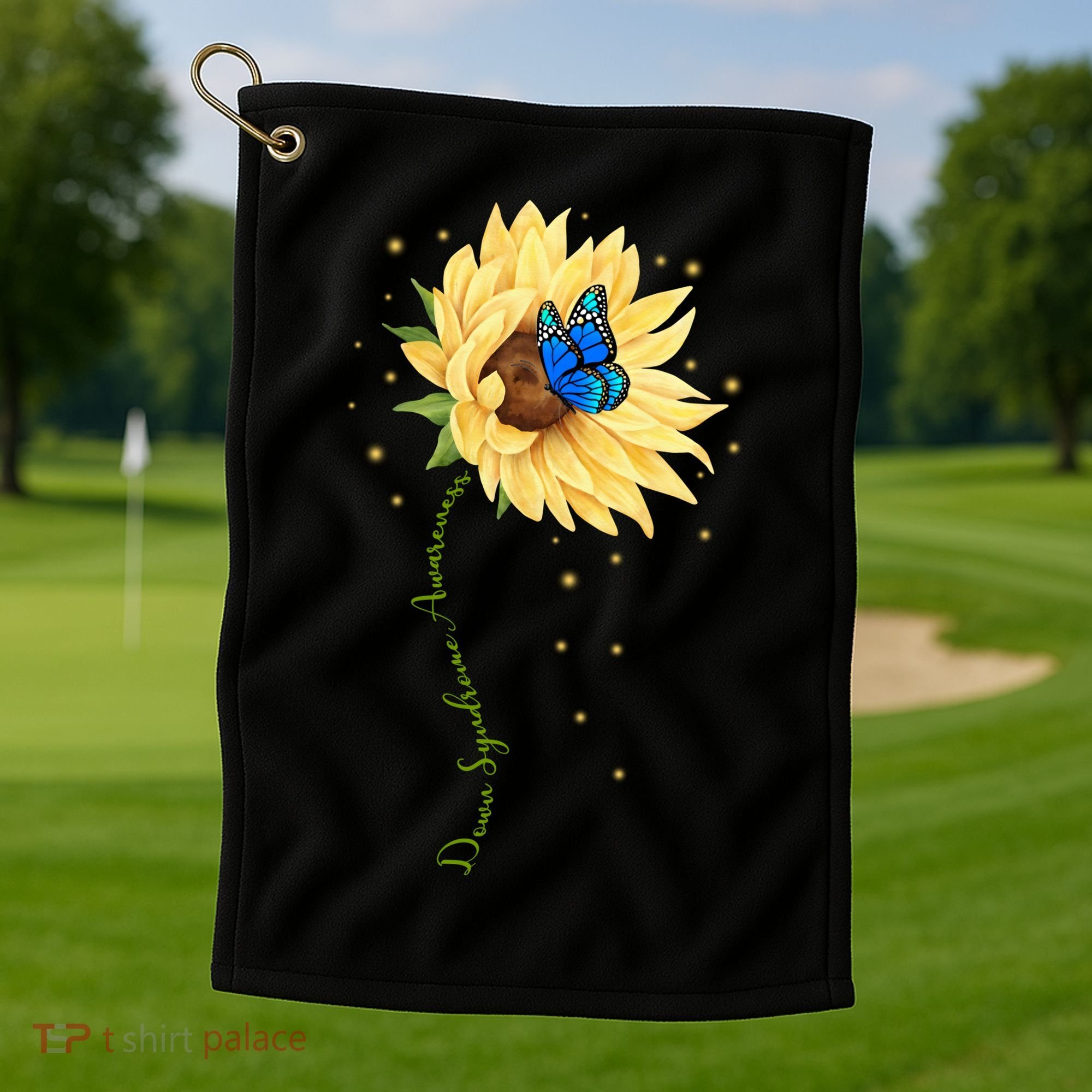 Down Syndrome Awareness Sunflower Butterfly Golf Towel