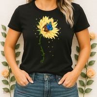Down Syndrome Awareness Sunflower Butterfly Women's T-Shirt thumb 2