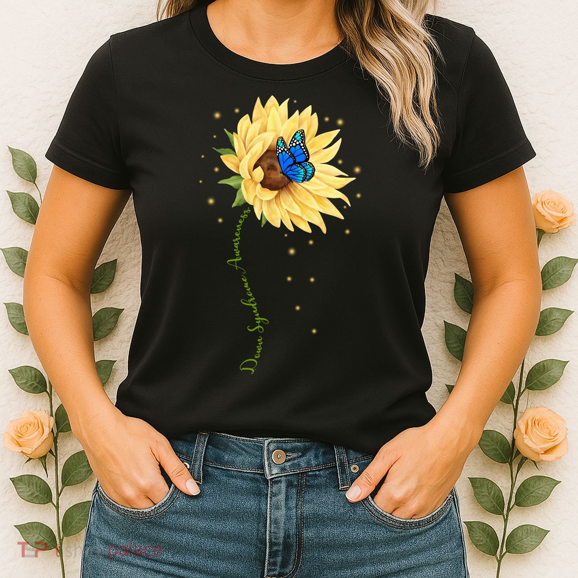 Down Syndrome Awareness Sunflower Butterfly Women's T-Shirt
