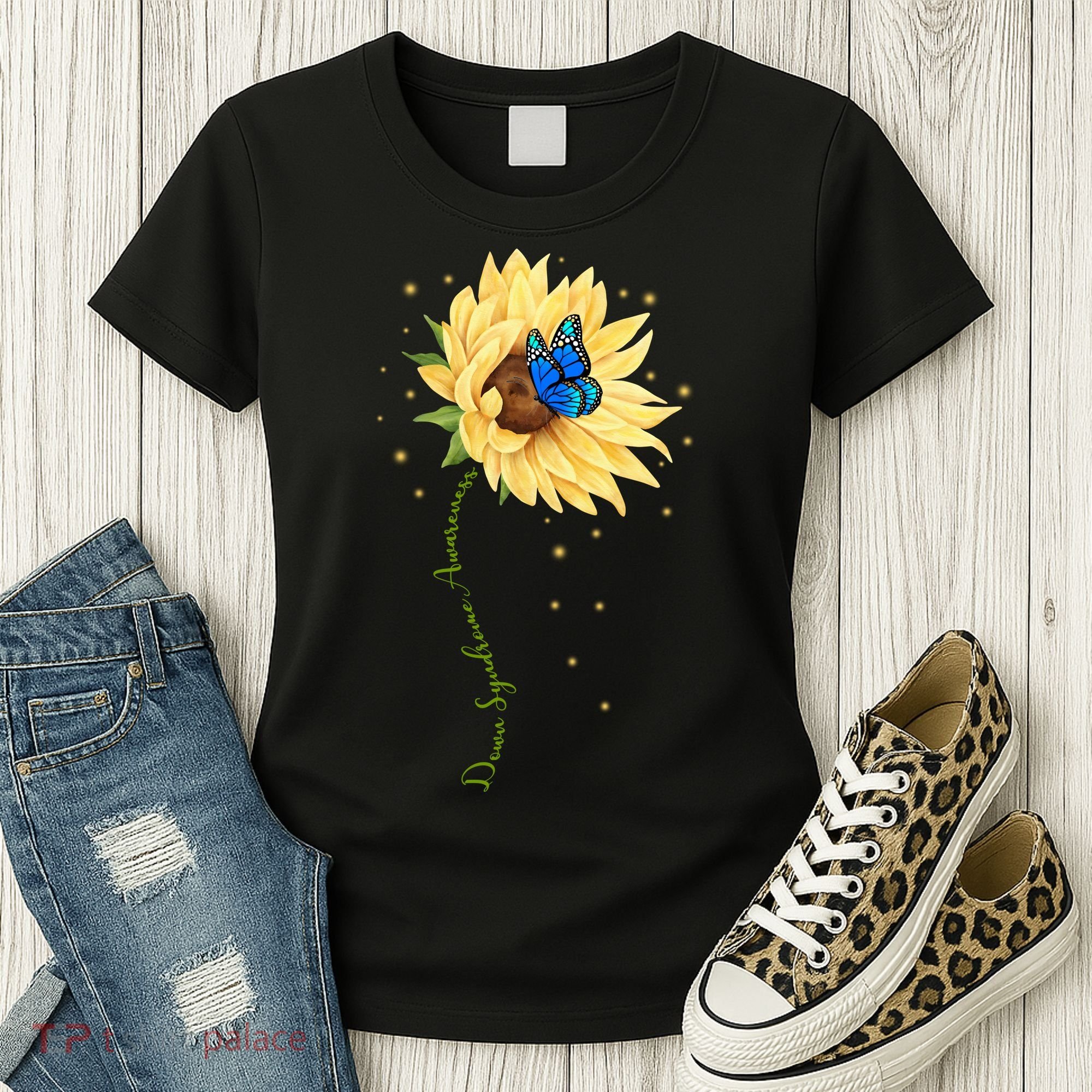 Down Syndrome Awareness Sunflower Butterfly Women's T-Shirt