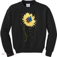 Down Syndrome Awareness Sunflower Butterfly Kids Sweatshirt thumb 0