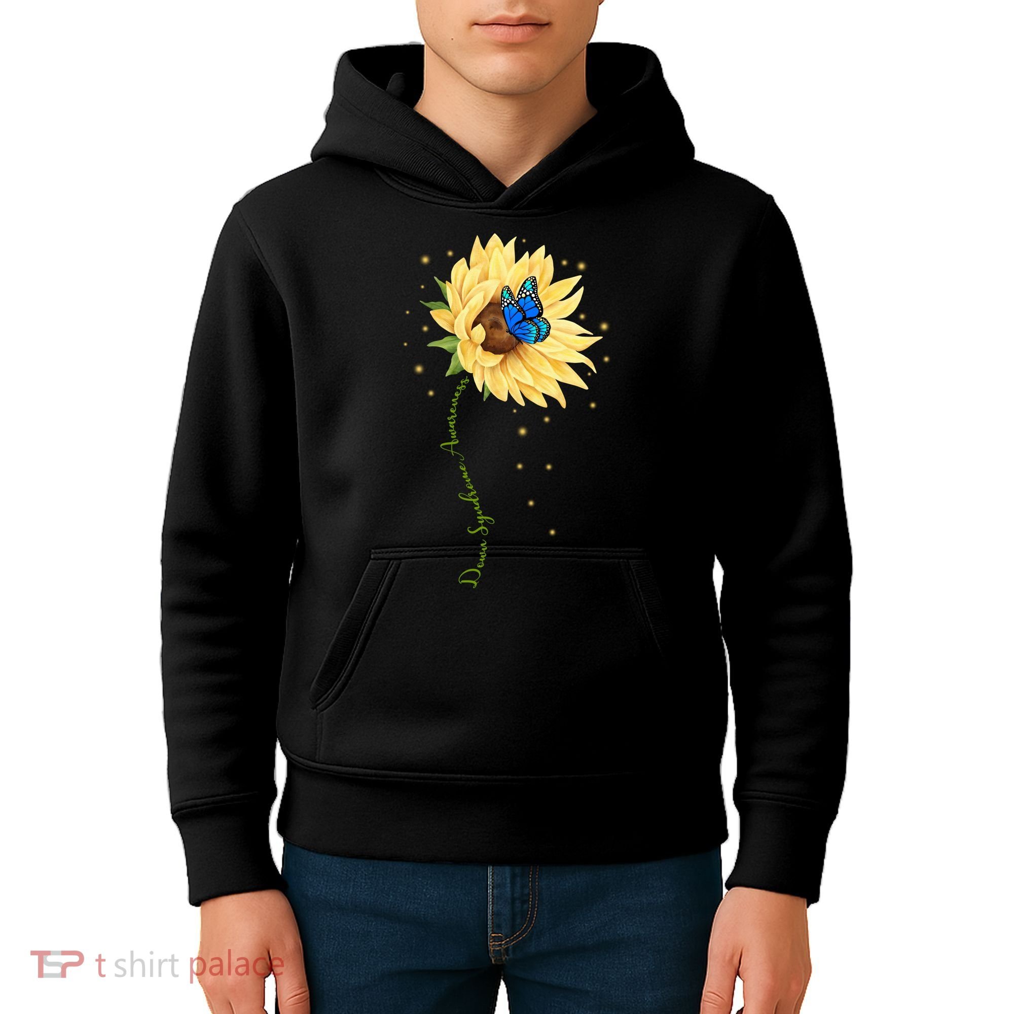 Down Syndrome Awareness Sunflower Butterfly Kids Hoodie