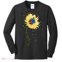 Down Syndrome Awareness Sunflower Butterfly Kids Long Sleeve Shirt thumb 0