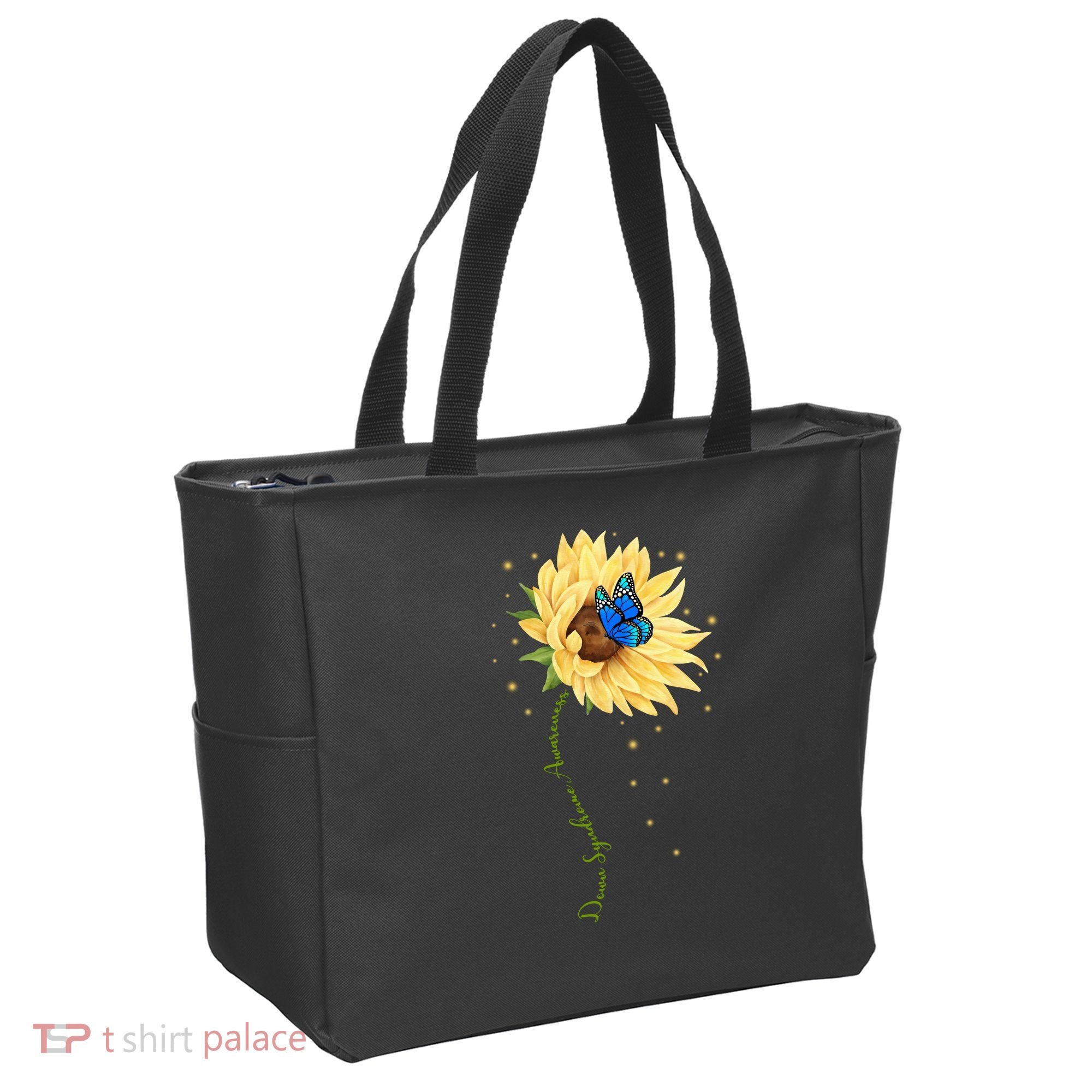Down Syndrome Awareness Sunflower Butterfly Tote Bag