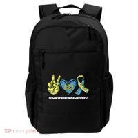 Down Syndrome Awareness T21 Peace Love Ribbon Backpack thumb 0