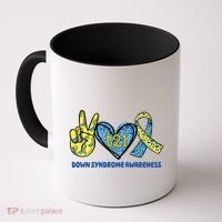 Down Syndrome Awareness T21 Peace Love Ribbon Coffee Mug thumb 0