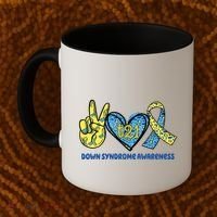 Down Syndrome Awareness T21 Peace Love Ribbon Coffee Mug thumb 2