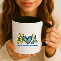 Down Syndrome Awareness T21 Peace Love Ribbon Coffee Mug thumb 3