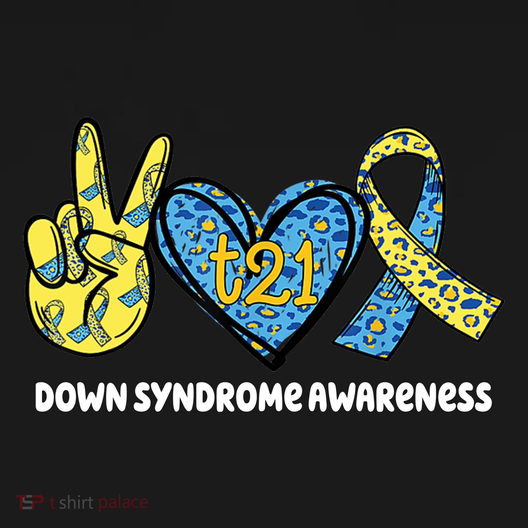 Down Syndrome Awareness T21 Peace Love Ribbon Ornament